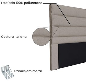 Cabeceira Cama Box Solteiro 90 cm Arles Linho S04 - D'Rossi - Areia