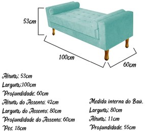 Recamier Félix Solteiro 100cm Suede Azul Tiffany - ADJ Decor