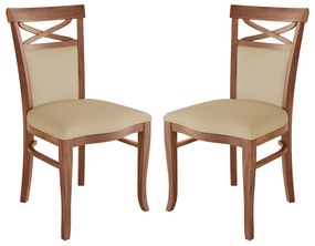 Kit 2 Cadeiras Decorativas Sala de Jantar Minos Madeira Maciça com Puxador Poliéster Creme G42 - Gran Belo