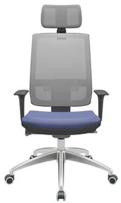 Cadeira Office Brizza Tela Cinza Com Encosto Assento Facto Dunas Azul Autocompensador 126cm - 63204 Sun House