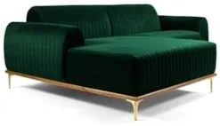 Sofá 255cm 4 Lugares com Chaise Esquerdo Pés Gold Molino C-303 Veludo