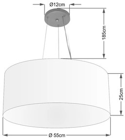 Lustre Pendente Cilíndrico Vivare Md-4191 Cúpula em Tecido 55x25cm - Bivolt