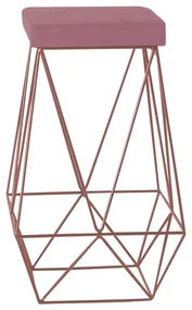 Banqueta Decorativa Kathy Base Bronze Veludo Rosê G41 - Gran Belo