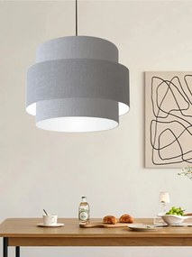 Lustre Sala de Jantar Com Desvio Vivare Md-4400 Cúpula em Tecido 55cm