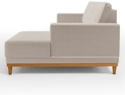 Sofá Living 200cm 3 Lugares Com Chaise Direito Kayrós D05 Boucle Bege