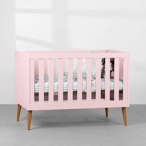 Berço Mini Cama Noah com Pés Retrô Mel - Rosa