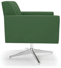 Poltrona Giratória Viena Gomada Suede Verde Base Cromada - D'Rossi