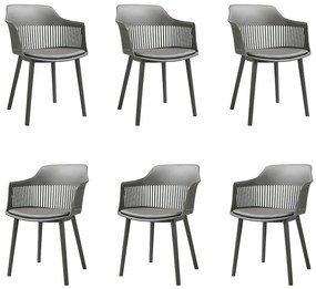 Kit 6 Cadeiras Decorativas Prescott Sala de Jantar PP/PU Cinza G56 - Gran Belo