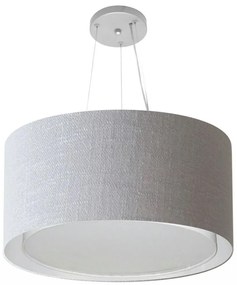 Lustre Pendente Cilíndrico Duplo Md-4300 Cúpula em Tecido 50x30cm Rustico Cinza - Bivolt