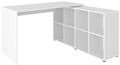 Mesa Escrivaninha em L 140x130cm 8 Nichos Eron A06 Branco - Mpozenato