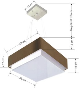 Lustre Para Sala de Jantar Vivare Md-4402 Cúpula em Tecido 40x40cm