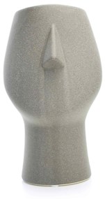 Vaso Decorativo Rosto Cinza Escuro em Cerâmica 25,5x26 cm - D'Rossi