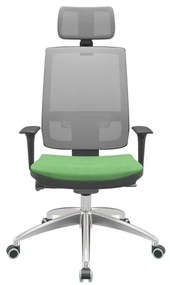 Cadeira Office Brizza Tela Cinza Com Encosto Assento Poliester Verde Musgo Autocompensador 126cm - 63229 Sun House