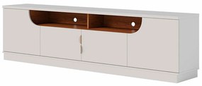 Bancada Tv de 75 Polegadas 4 Portas Karol 200cm C04 - D'Rossi - Off White Matte e Freijó