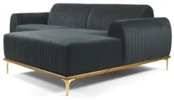 Sofá 320cm 5 Lugares com Chaise Direito Pés Gold Molino C-317 Veludo C