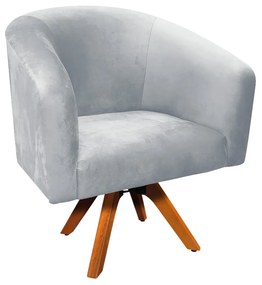 Poltrona Decorativa Giratória MM30 Stella Suede Cinza D03 - D'Rossi