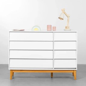 Cômoda Noah 4 Gavetas e 1 Porta com Pés Square Mel - Branco Fosco