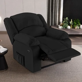 Poltrona do Papai Reclinável Sala de Cinema Madrid Power Elétrica Massagem USB PU Preto  G23