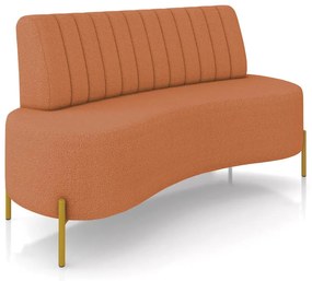 Sofá 2 Lugares Living 135cm Pé Ferro Dourado Maraú Bouclê K01 - D'Rossi - Mostarda