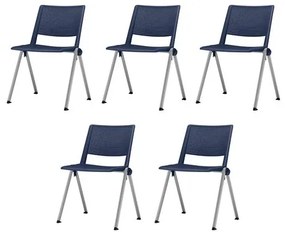 Kit 5 Cadeiras Up Assento Azul Base Fixa Cinza - 57802 Sun House