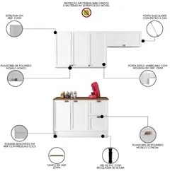 Armário de Cozinha Modulado 3 Peças Com Tampo CJ8 Duna P09 Branco - Mp