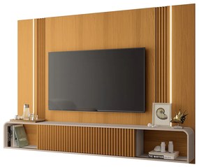 Painel TV 85 Pol 219cm Bancada Suspensa Emily H01 - D'Rossi - Cinamomo e Off White