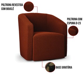 Poltrona Sala de Estar Base Giratória Stella Max Bouclê D03 - D'Rossi - Terracota