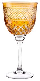 Taça de Cristal Lapidado P/ Vinho Branco 25 Amarelo - 78