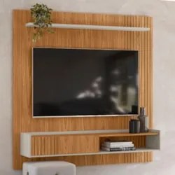 Painel Para TV 65 Pol com Bancada Suspensa 160cm Luke L06 Nature/Off W