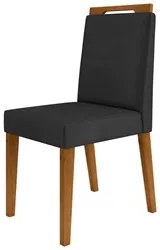 Kit 2 Cadeiras Estofadas Para Sala de Jantar Alana N04 Cinza Lux/Ipê -
