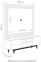 Painel Para TV 70 Pol Real e Rack Bancada Imperial L06 Tauari/Off Whit