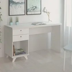 Mesa Para Computador Escrivaninha 2 Gavetas Sky Branco - Artany