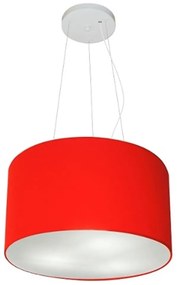 Lustre Pendente Cilíndrico Md-4009 Cúpula em Tecido 40x21cm Vermelho - Bivolt