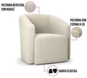 Poltrona Decorativa Orgânica Kit 2 Stella Max Bouclê Bege D03 - D'Rossi