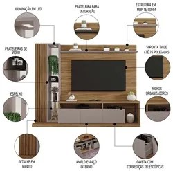 Estante Painel Para TV 75 Pol. Ripado Fausto C01 Mel/Cacao - Mpozenato