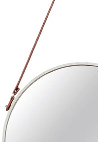 Espelho Adnet Off White com Alça de Couro Marrom 75,5x45,5 cm - D'Rossi