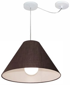 Lustre Pendente Cone Com Desvio Md-4272 Cúpula Tec 25/15x40cm Café - Bivolt