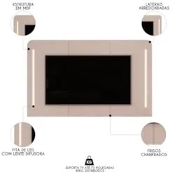 Painel Para TV Suspenso 75 Pol 218cm World D04 Off White - Mpozenato