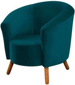 Poltrona Decorativa Malta Suede Azul Pavão - Encantum