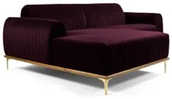 Sofá 265cm 4 Lugares com Chaise Esquerdo Pés Gold Molino C-292 Veludo