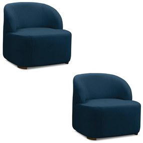 Poltrona Decorativa Orgânica kit 2 Diully Bouclê E03 - D'Rossi - Azul Marinho