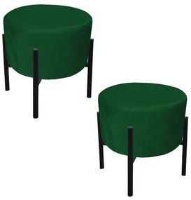 Puff Banqueta Decorativo Industrial Preto Kit 2 Iron Suede D03 - D'Rossi - Verde