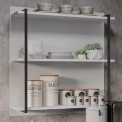 Prateleira Industrial Cozinha Tripla com Painel Flora Z34 Branco - Mpo