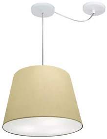 Lustre Pendente Cone Com Desvio Bege MJ-4280 Para Mesa de Jantar e Estar