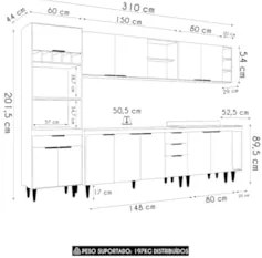 Armário de Cozinha CP07 Para Pia 150cm Pérola Z34 Freijó/Grafite - Mpo