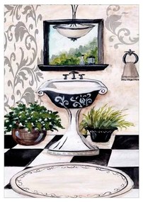 Quadro Decorativo Banheiro Preto e Branco - KF 46478 40x60 (Moldura 520)