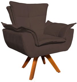 Poltrona Sala de Estar Giratória MM30 Opala Suede Marrom D03 - D'Rossi