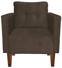 Kit 02 Poltronas Lívia Suede Marrom Pés Chanfrado D'Rossi