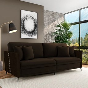 Sofá Living Decorativo Zagreb 2 Lugares 182cm com Almofadas Pés de Ferro Veludo/PU Marrom G33 - Gran Belo