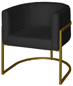 Poltrona Base Industrial Dourado Sala de Estar Lety Veludo Preto S05 - D'Rossi